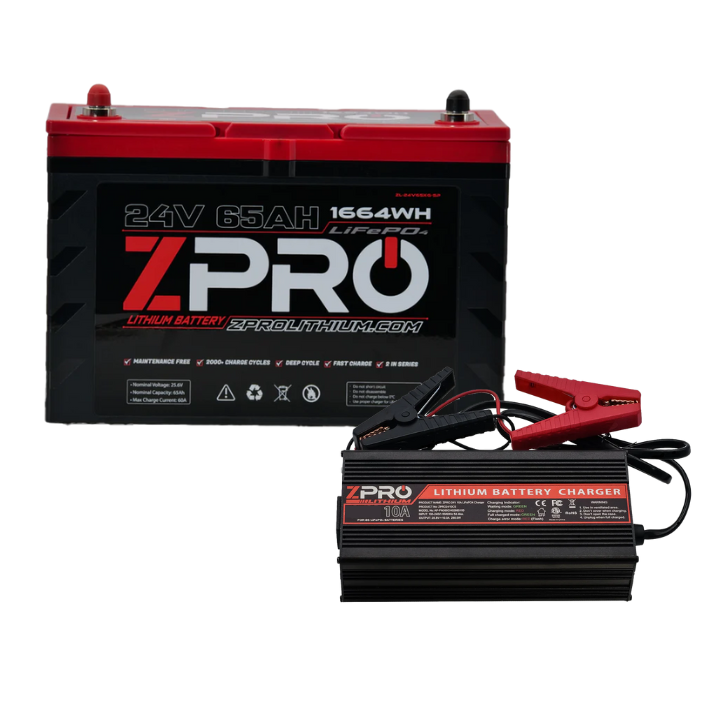 ZPRO 24v Lithium Battery w/ Charger bundle – Fish Tackle & Marine