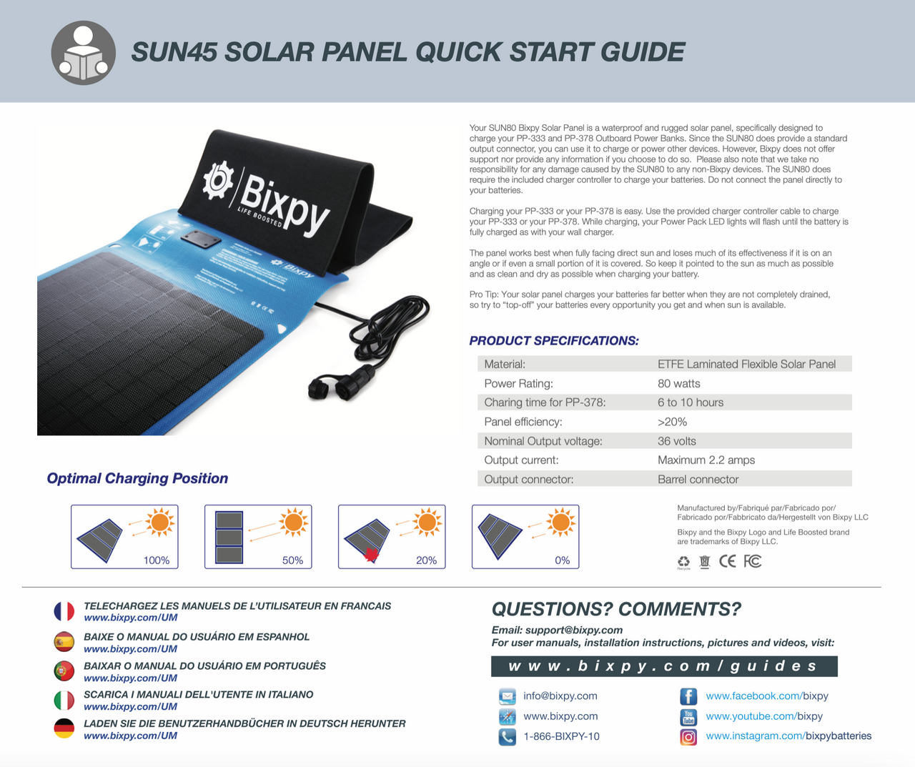Solar Panel Fish Bixpy SUN80 Waterproof Solar Panel – Fish Tackle & Marine