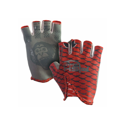 Fish Monkey Stubby Guide Sun Gloves-RedFish