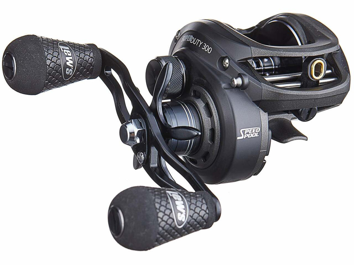 Combining heavy-duty design with serious line capacity, the Lew’s Super Duty 300 LFS Casting Reel delivers power driven performance that trophy hunters can appreciate. Constructed using a sturdy, one-piece aluminum frame, the Lew’s Super Duty 300 LFS Casting Reel is built with a premium 7-bearing system with stainless steel, double-shielded bearings and a ZRXTra one-way clutch bearing to provide a positive feel and silky smooth operation.