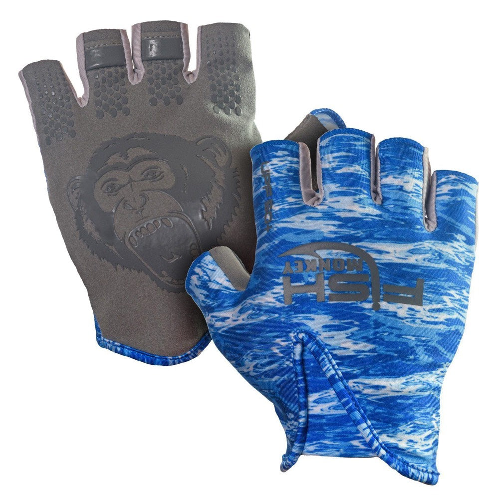 Fish Monkey Stubby Guide Sun Gloves-Blue Water