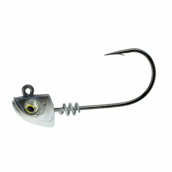 The 6th Sense Divine Swimbait Jig Heads feature a custom painted and realistic, detailed head design with a 90 degree line tie black nickel Mustad Hook for optimal action and hook up ratio. Most importantly, the integrated ScrewLock bait keeper feature attaches to your soft plastic swimbaits to keep the soft plastic in place, saving you time and money on the water. We built this product with the best possible features to ensure the best we can offer for your favorite Divine Swimbait size and color.