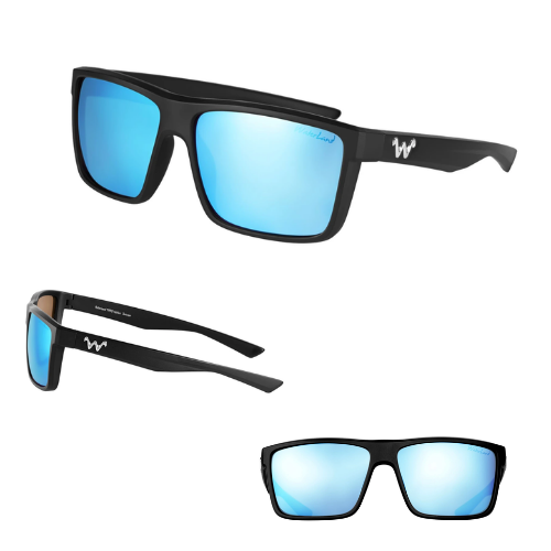 Waterland Slaunch Polarized Sunglasses Black - Blue Mirror