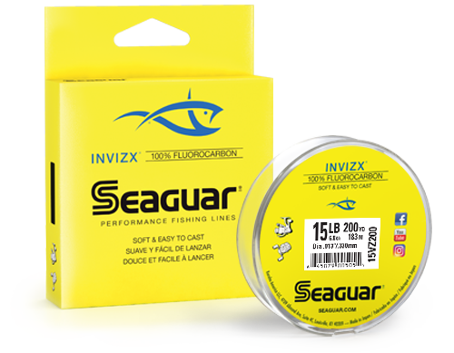 A soft, supple, and more castable line, Seaguar InvizX can be used on both spinning reels and baitcasting reels. The line is strong yet sensitive and offers advanced hook setting power and knot strength. Suitable for both fresh water and saltwater. As with all 100% Fluorocarbon products, InvizX is much less visible underwater than monofilament line and virtually invisible to fish. InvizX is also UV resistant, chemical resistant, non-absorbent, high-density, and impervious to cold conditions